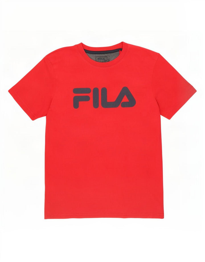 Fila Herre Grafisk T-Shirt Top Medium Rød Bomuld