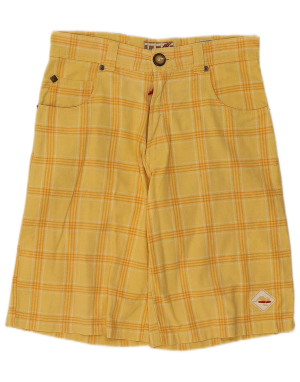 Vintage Womens Casual Shorts W28 Medium Yellow Check Cotton