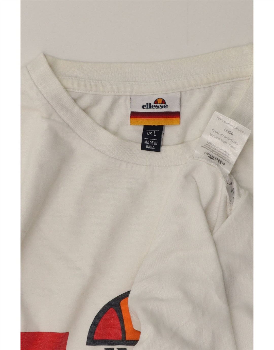 Ellesse Herre T-Shirt Top Stor Hvid Colourblock Bomuld
