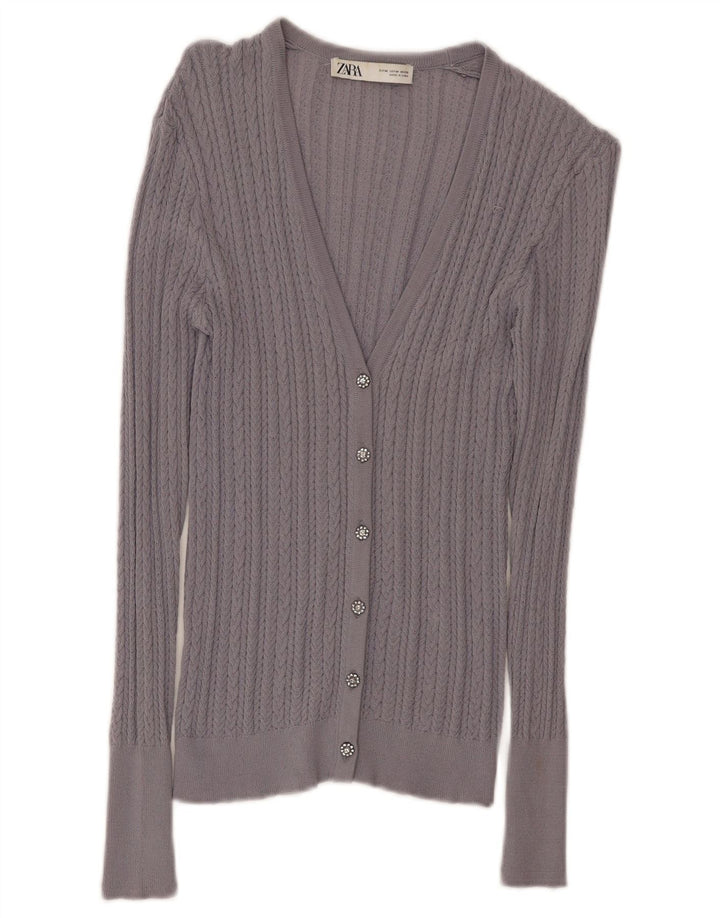 ZARA Womens Cardigan Sweater UK 12 Medium Purple