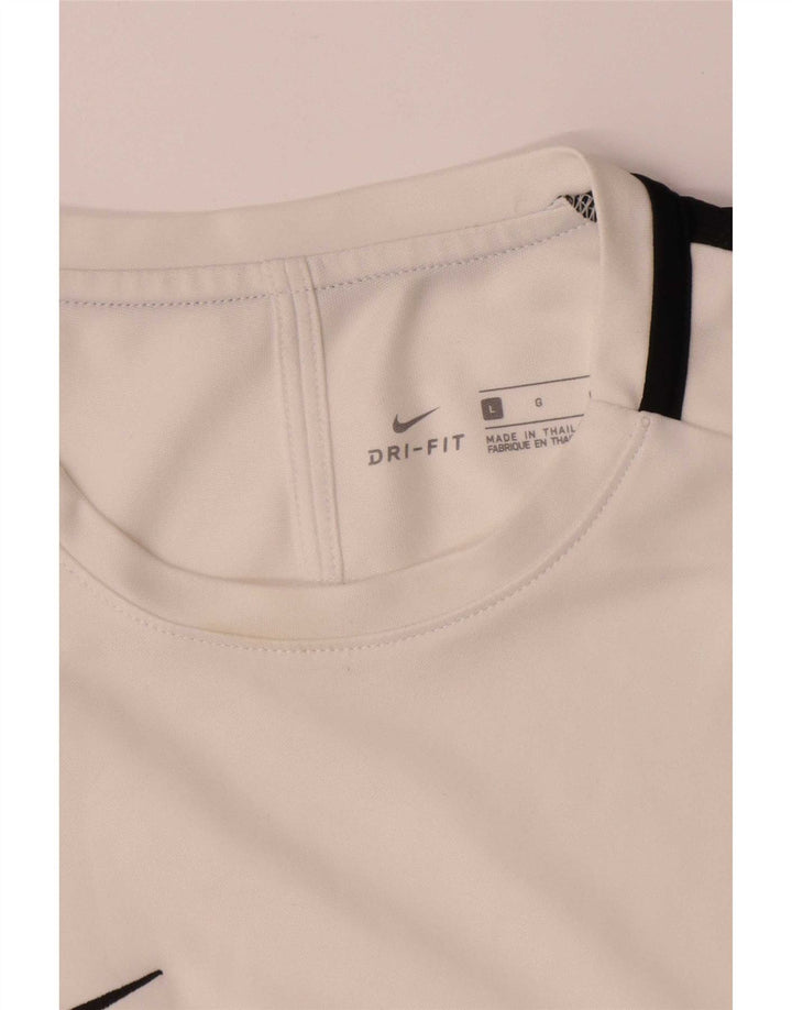 Nike Herre Dri Fit T-shirt Top Stor hvid Colourblock Polyester