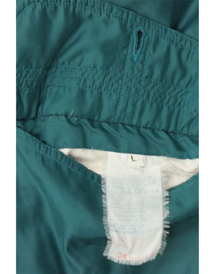 VINTAGE Dame Oversized grafisk vendbar jakke UK 16 Stor turkis