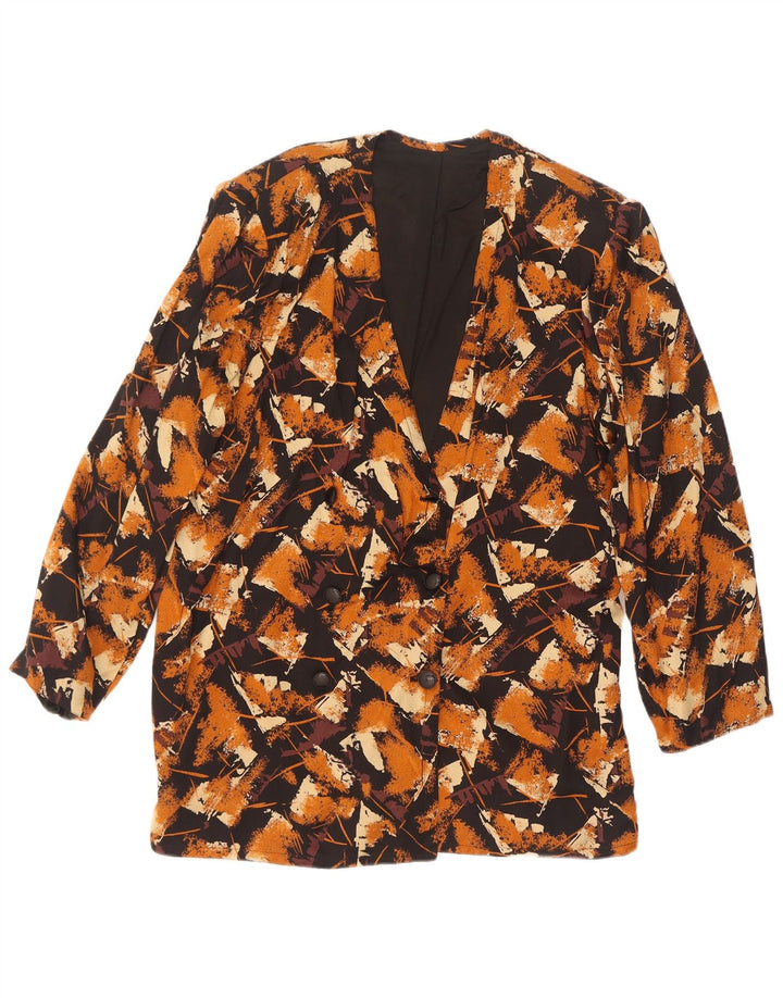 Enrico Coveri Dame Blazer Jacket UK 14 Stor Brun Geometrisk