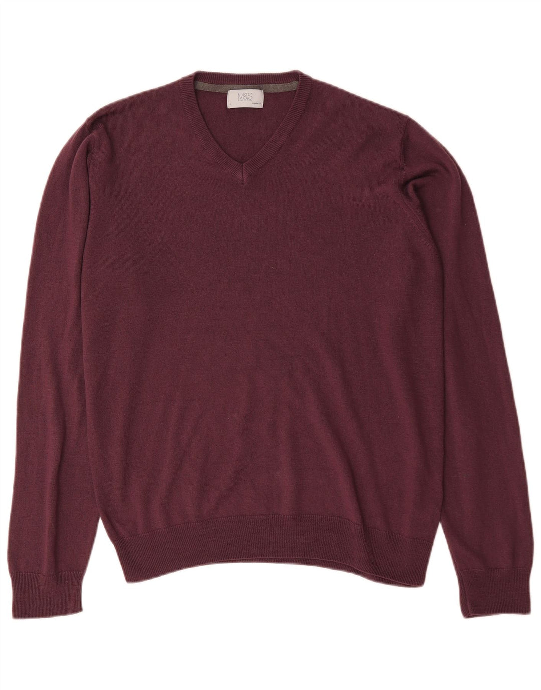 Marks & Spencer Herre Regular Fit V-hals sweater Stor Burgundy