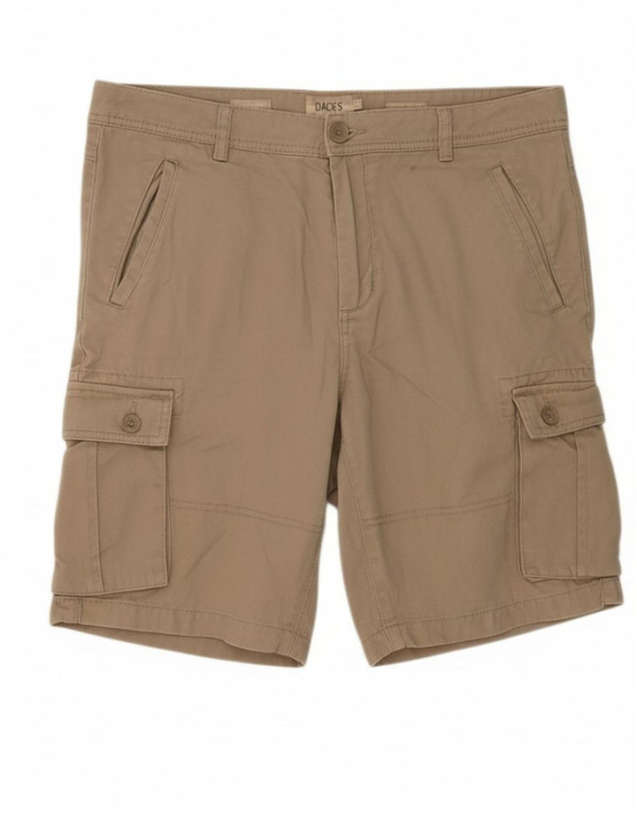 DACK'S Mens Regular Fit Cargo Shorts IT 52 XL W36 Beige Cotton