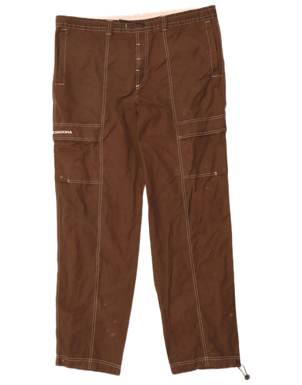 Diadora Mens Straight Cargo Trousers XL W38 L32 Brown Cotton