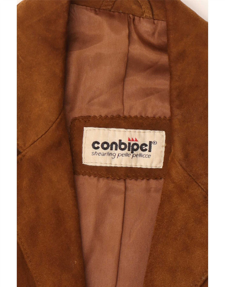 Conbipel Dame Ruskindsjakke IT 42 Medium Beige Sildebenslæder
