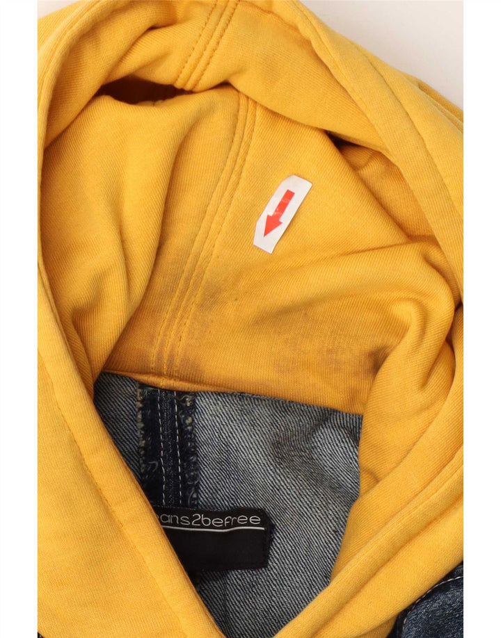 VSCT Herre grafisk denimjakke med hætte UK 38 Medium Blue Colourblock Bomuld
