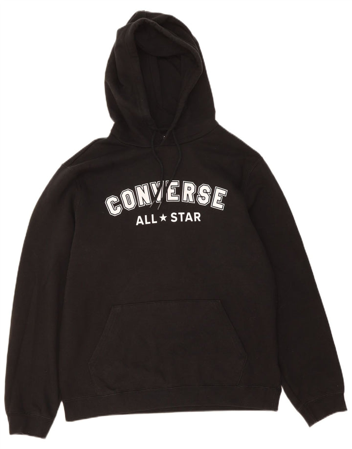 CONVERSE Mens Graphic Hoodie Jumper Medium Black Cotton