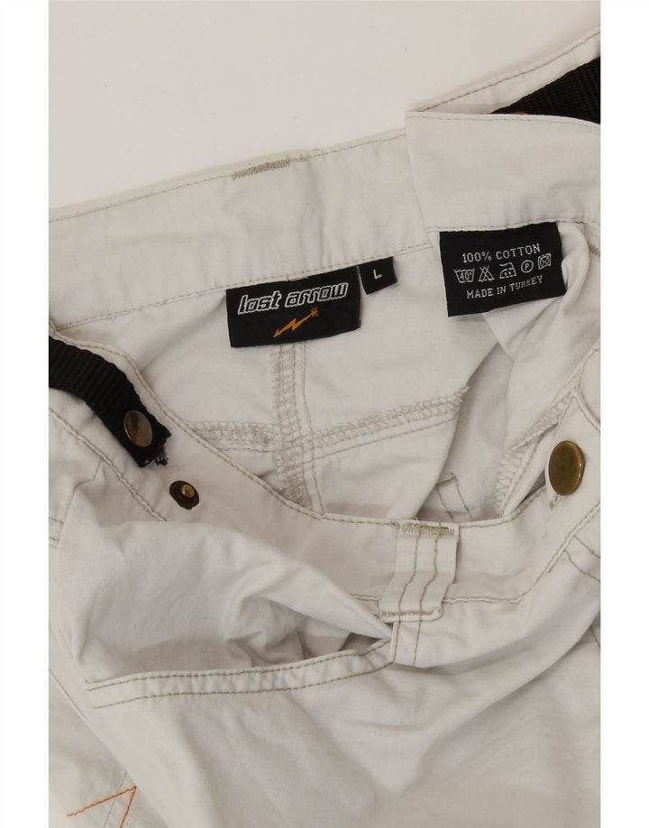 VINTAGE Dame Bootcut Casual Bukser Large W34 L33 Hvid Bomuld