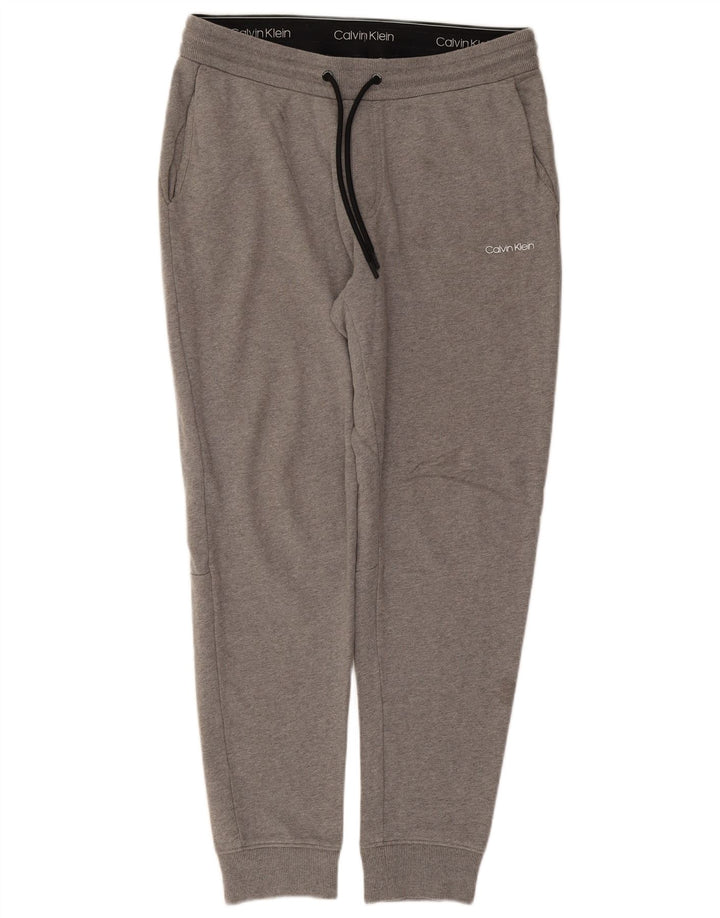 CALVIN KLEIN Mens Tracksuit Trousers Joggers Large Grey Cotton