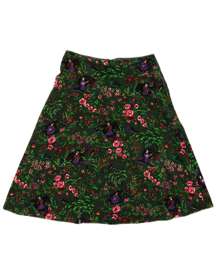 VINTAGE A-line nederdel til kvinder W30 Medium Green Floral