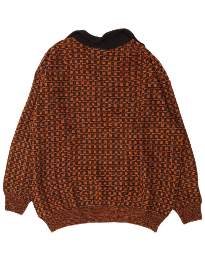 Marc Gibaldi Herre Zip Neck Jumper Sweater 2XL Brun Geometrisk Polyacryl
