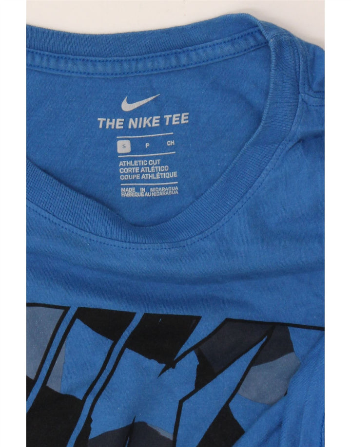 NIKE Mens Athletic Cut Graphic T-Shirt Top Small Blue Cotton Vintage Nike and Second-Hand Nike from Messina Hembry 