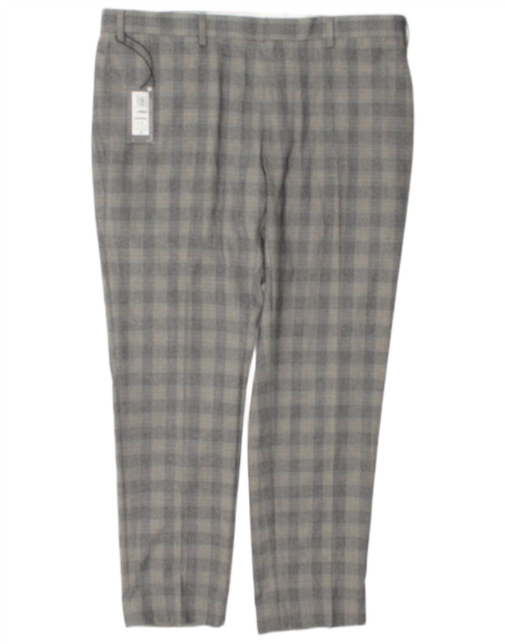 Marks & Spencer Herre Slim Suit Bukser W38 L29 Grå ternet polyester