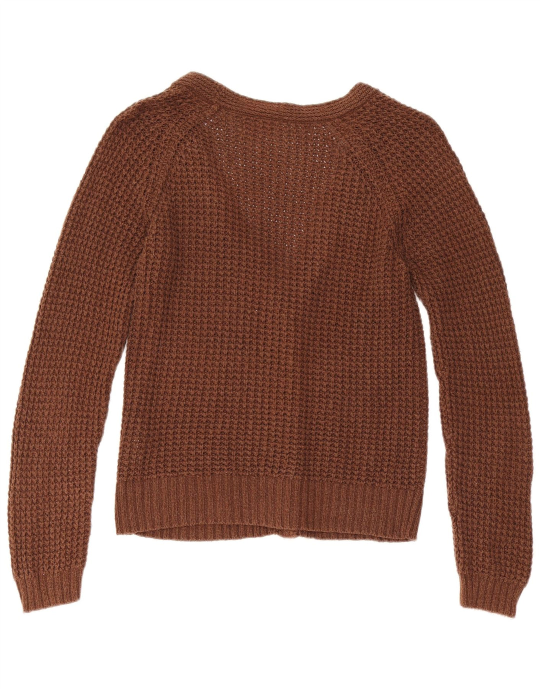 Zara Dame Cardigan Sweater UK 12 Medium Brun Bomuld
