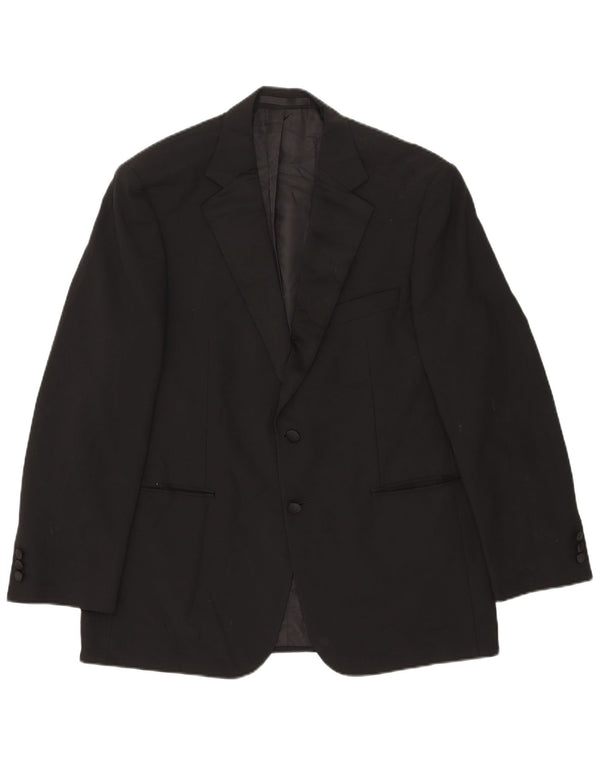 Marks & Spencer Mens 2 Button Blazer Jacket UK 42 Large Black Polyester