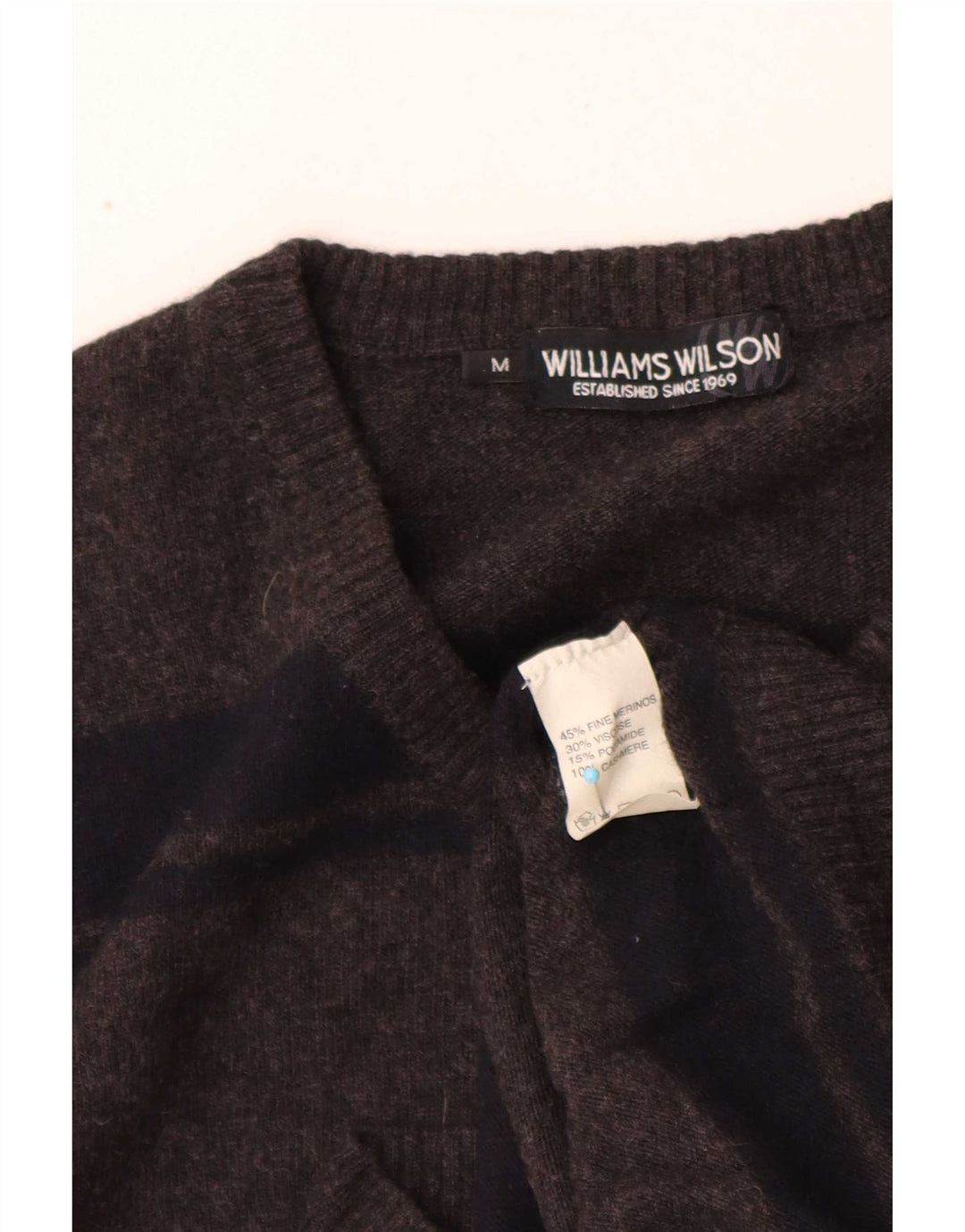 Williams Wilson Herre V-hals sweater Medium Grå Stribet Merinould