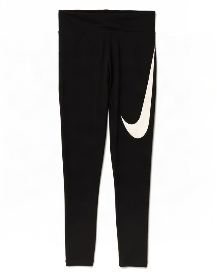 Nike Dame Dri Fit Grafiske Leggings UK 12 Medium Sort Polyester