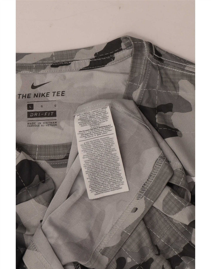 Nike Herre Dri Fit T-shirt Top Stor grå Camouflage Polyester