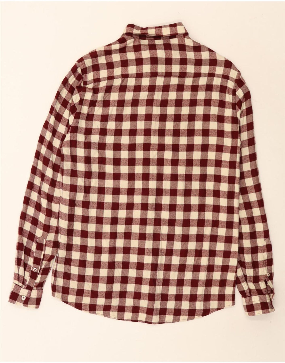 Zara Herre Relaxed Fit Flannel Shirt Medium Burgundy Ternet