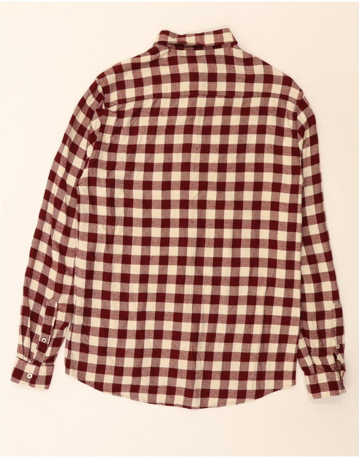 Zara Herre Relaxed Fit Flannel Shirt Medium Burgundy Ternet