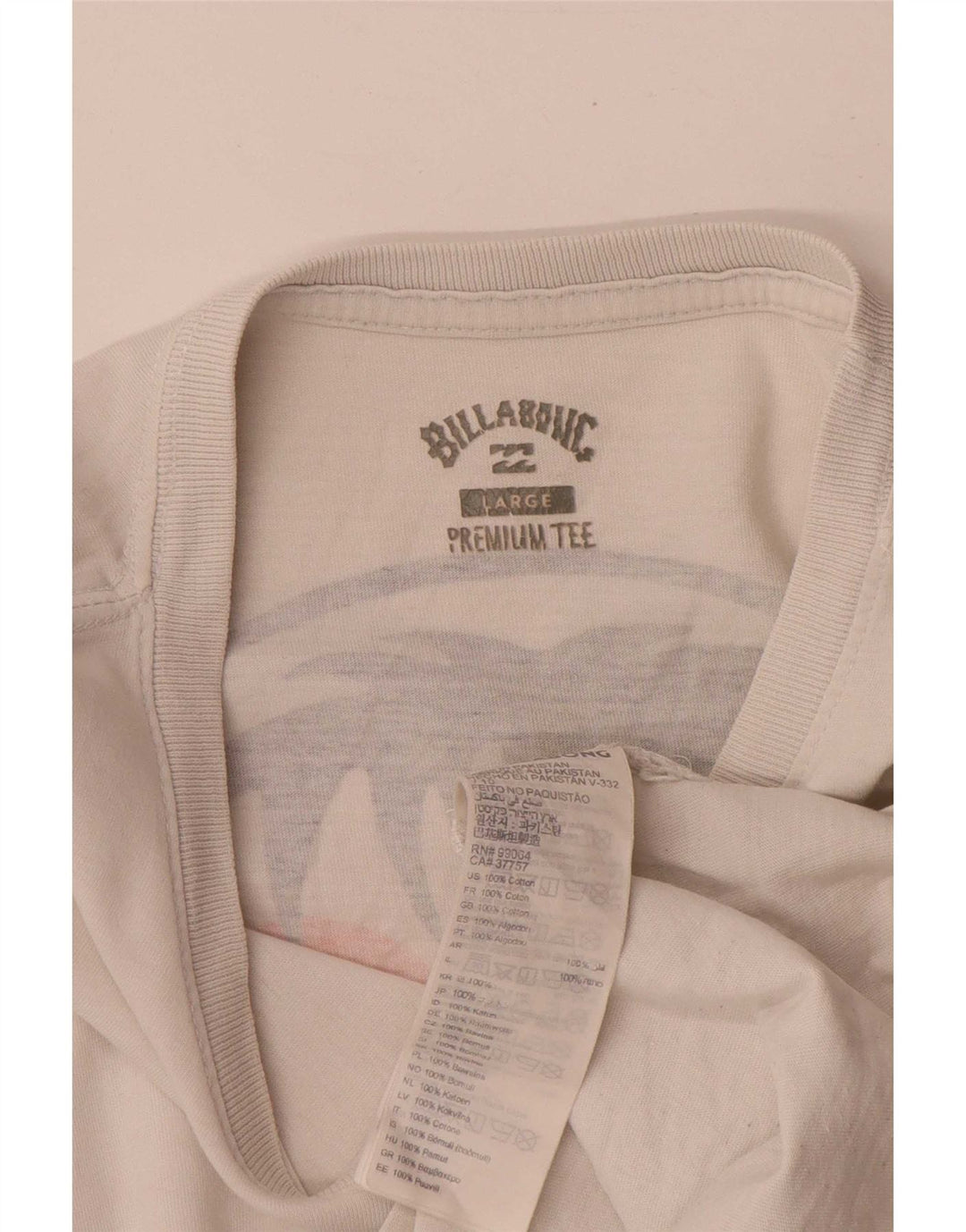 Billabong Herre Grafisk T-Shirt Top Stor Hvid Bomuld