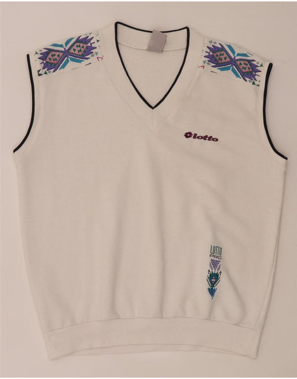 Lotto Mens Graphic Sleeveless Sweatshirt Jumper Medium White Geometric