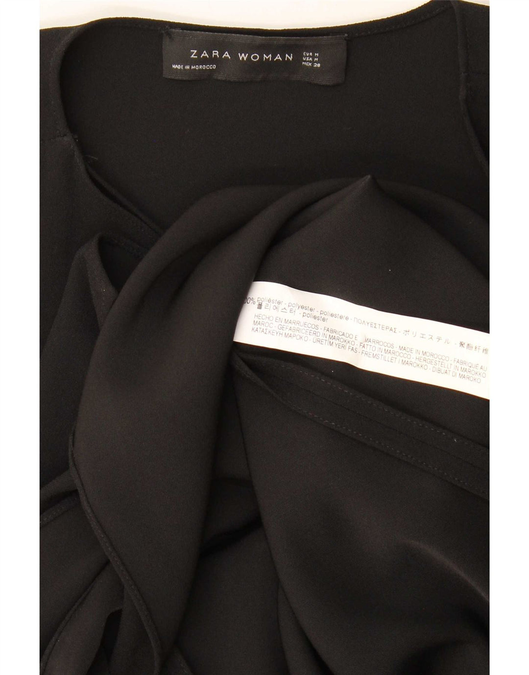 Zara ærmeløs slå-om-kjole til kvinder UK 12 Medium Black Polyester