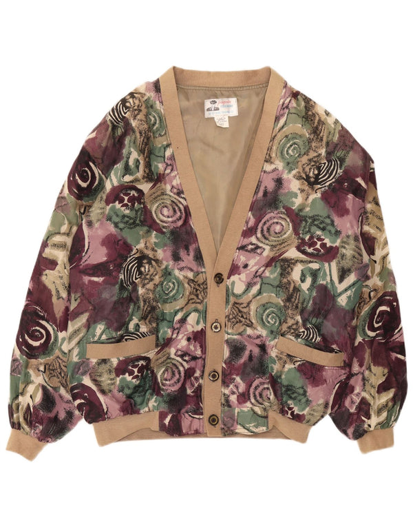 Vintage Bomberjakke til mænd UK 44 2XL Lilla blomstersilke