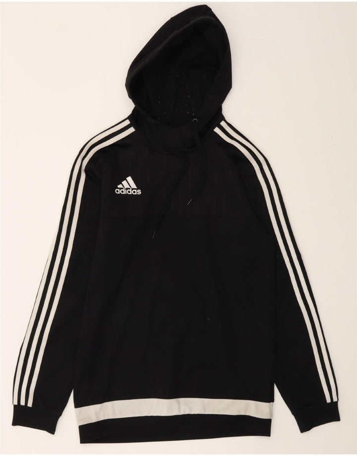 ADIDAS Mens Hoodie Jumper Small Black Polyester Vintage Adidas and Second-Hand Adidas from Messina Hembry 