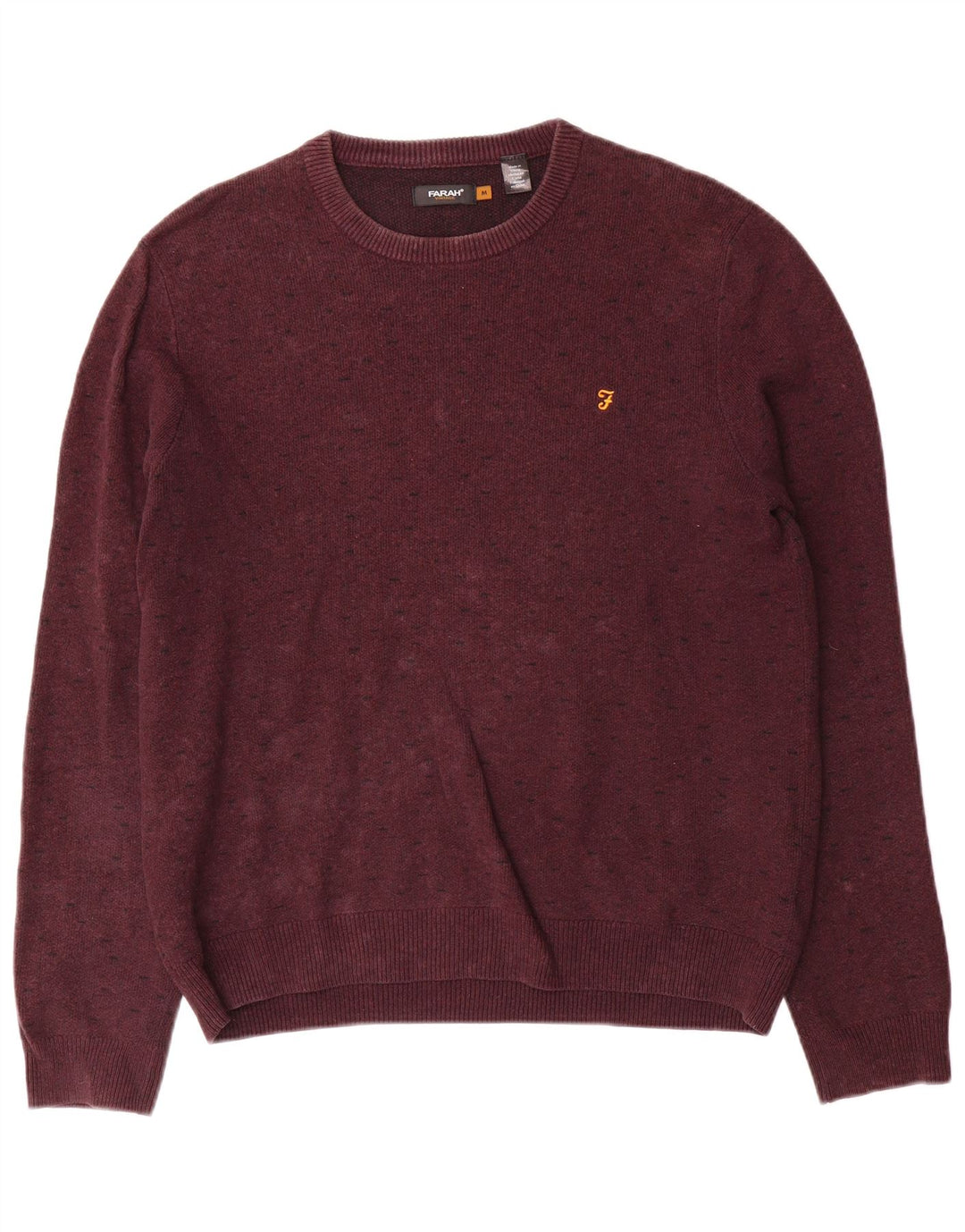 Farah Herre Crew Neck Jumper Sweater Medium Maroon Bomuld