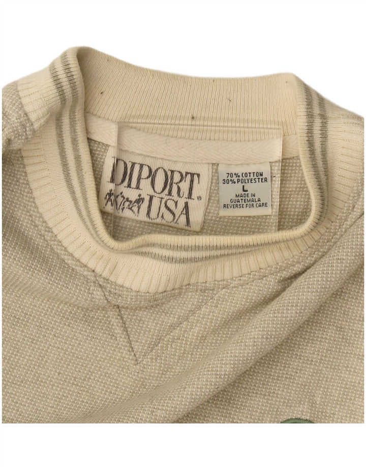 Vintage sweatshirt til mænd, stor beige bomuld