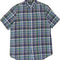 CHAPS Mens Short Sleeve Shirt Medium Blue Check Linen Vintage Chaps and Second-Hand Chaps from Messina Hembry 