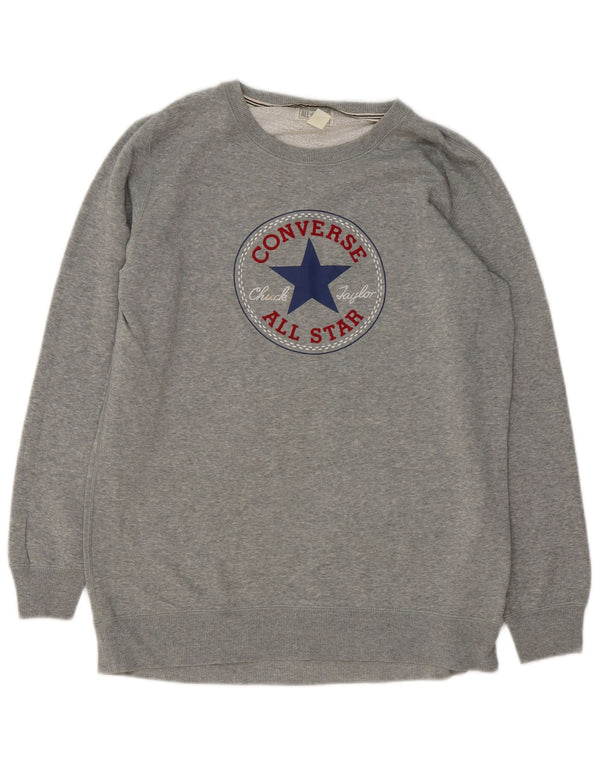 Converse Graphic Sweatshirt Jumper UK 16 Large Grå Flecked Bomuld