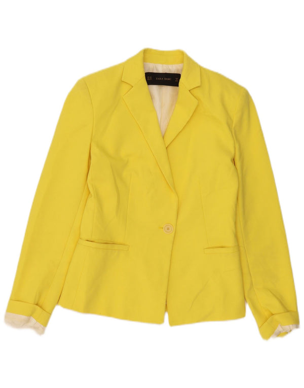 Zara Dame 1 Knap Blazer Jacket UK 6 XS Gul Polyester