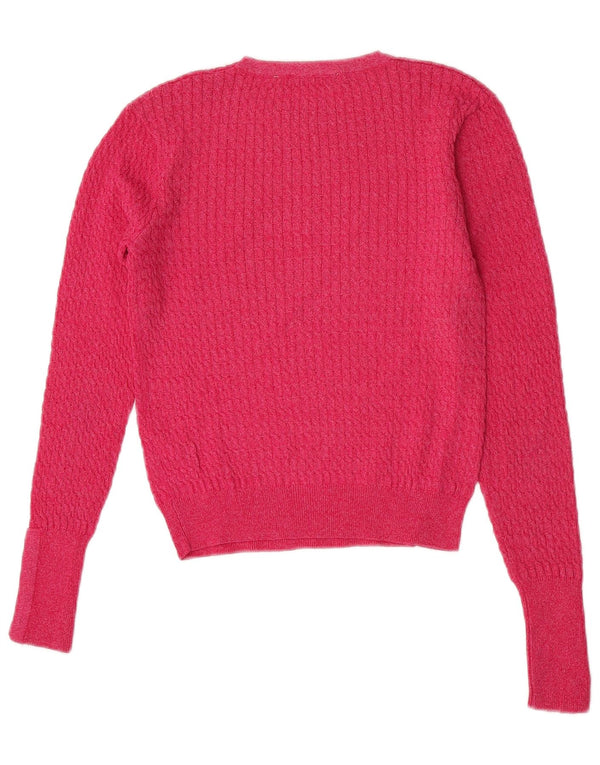 Zara Womens Crop Boat Neck Jumper Sweater UK 12 Medium Pink Viscose