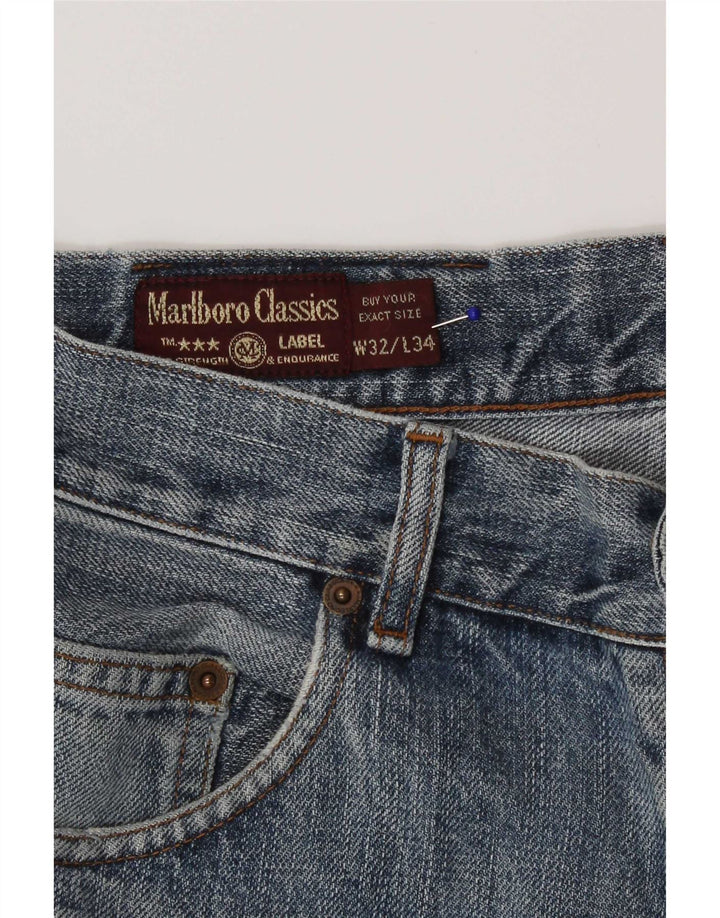 Marlboro Classics Herre Distressed Straight Jeans W32 L34 Blå Bomuld