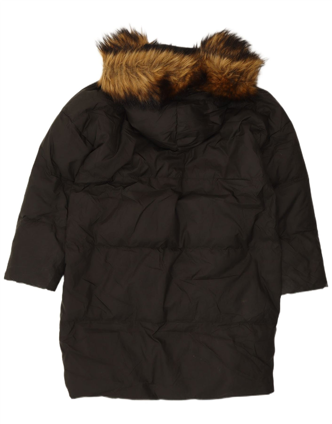 Zara Womens Oversized hættepolstret frakke UK 10 Small Black Nylon