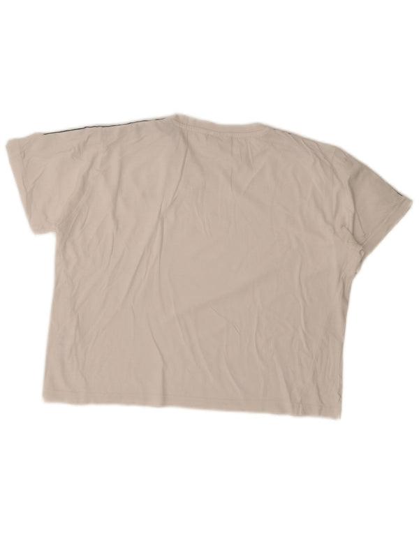 Fila Dame Crop Grafisk T-Shirt Top UK 14 Medium White Colourblock Bomuld