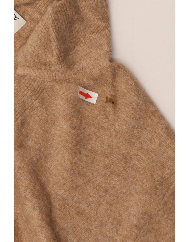 J. CREW Dame Oversized Polo Neck Sweater UK 16 Stor Brun