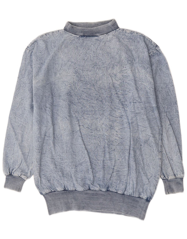 Vintage Dame Oversized Sweatshirt Jumper EU 44 XL Blå Bomuld