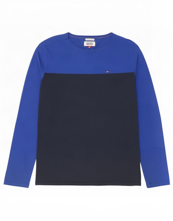 Tommy Hilfiger Herre Top Langærmet Lille Blå Colourblock Bomuld