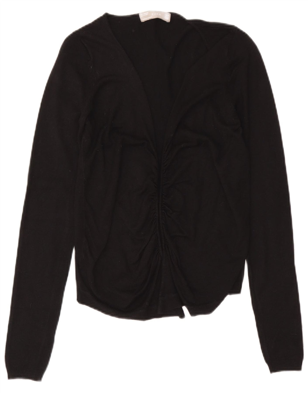 Zara Womens Open Cardigan Sweater UK 12 Medium Black Viscose