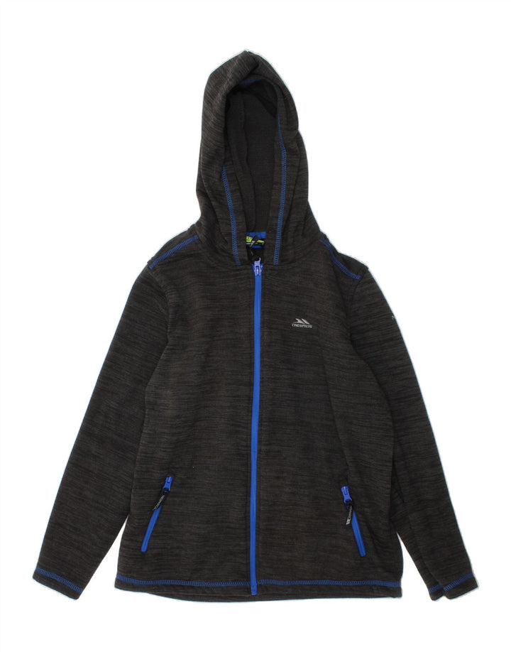 TRESPASS Boys Zip Hoodie Sweater 11-12 Years Grey Pinstripe Polyester Vintage Trespass and Second-Hand Trespass from Messina Hembry 