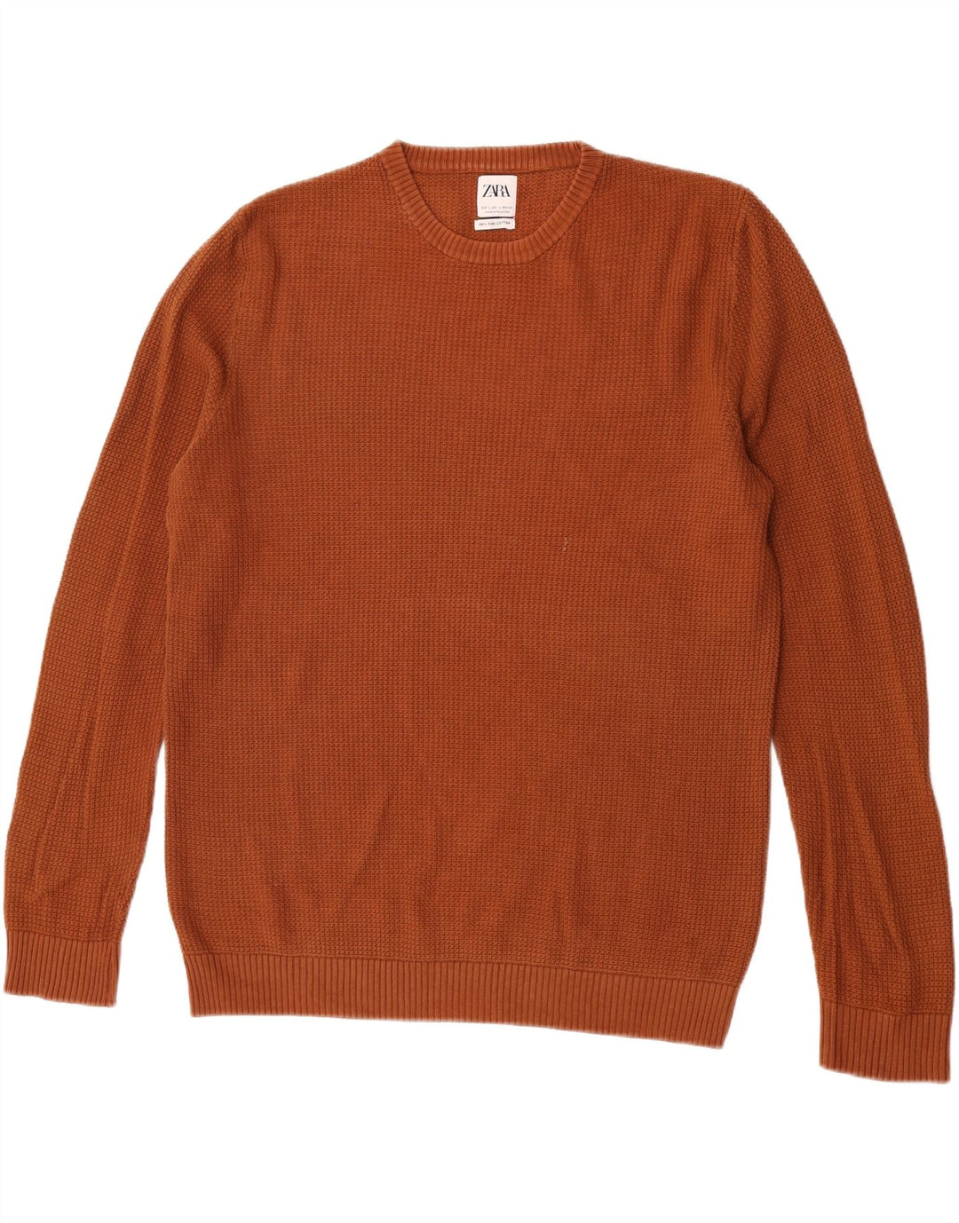 Zara Herre sweater med rund hals, stor brun bomuld