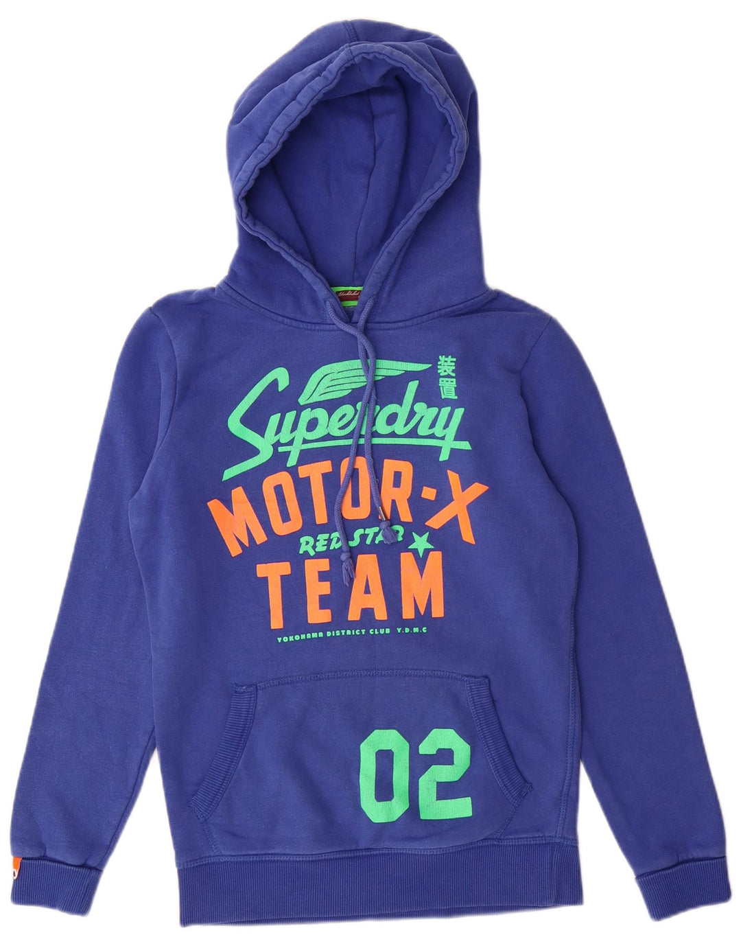 SUPERDRY Grafisk hættetrøje til kvinder UK 10 Lille blå bomuld