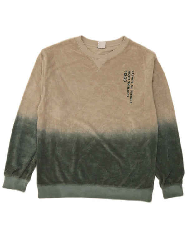 Zara Boys Grafisk Sweatshirt Jumper 13-14 år Beige Colourblock Bomuld