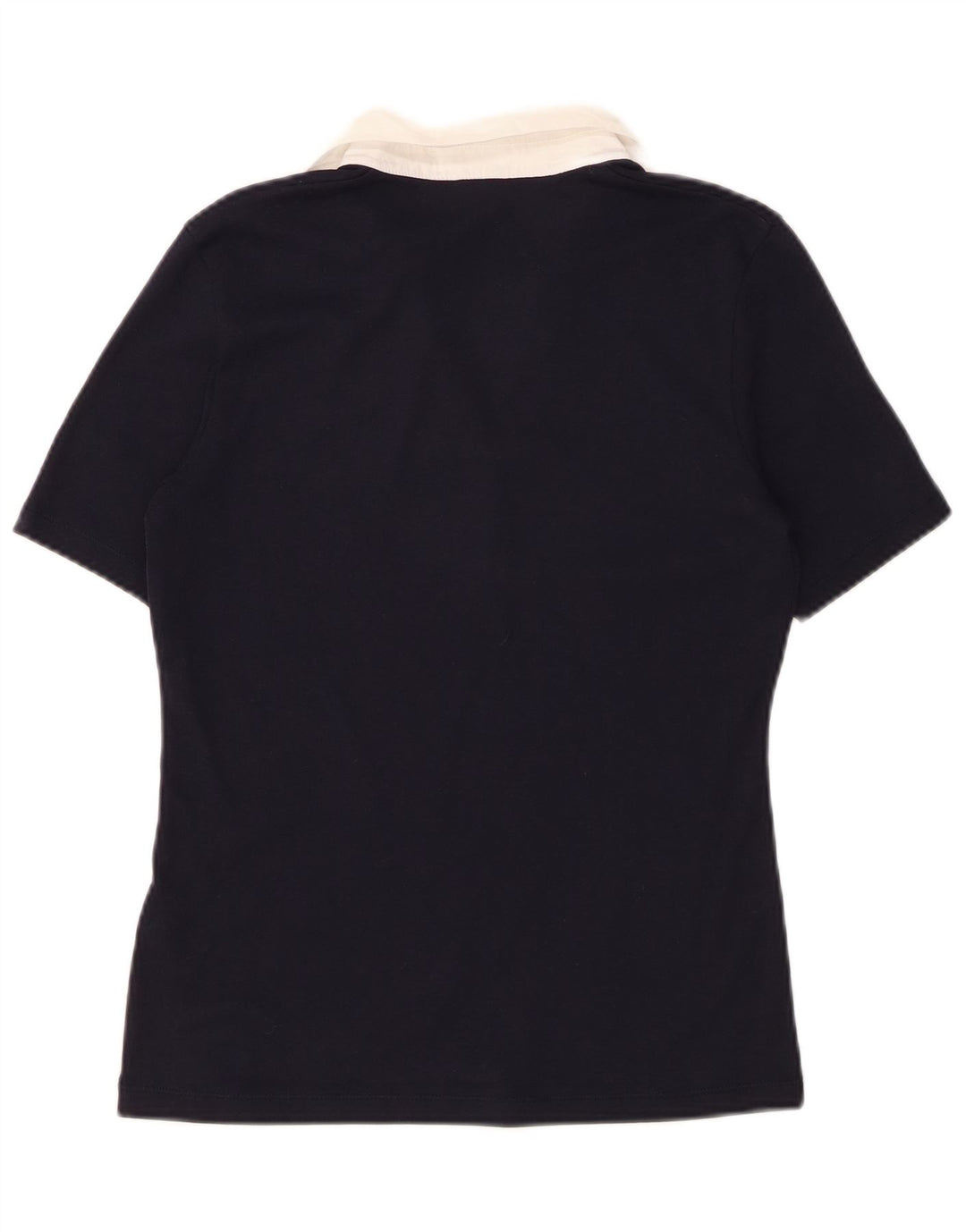 GERRY WEBER Womens Polo Shirt UK 14 Medium Navy Blue Colourblock