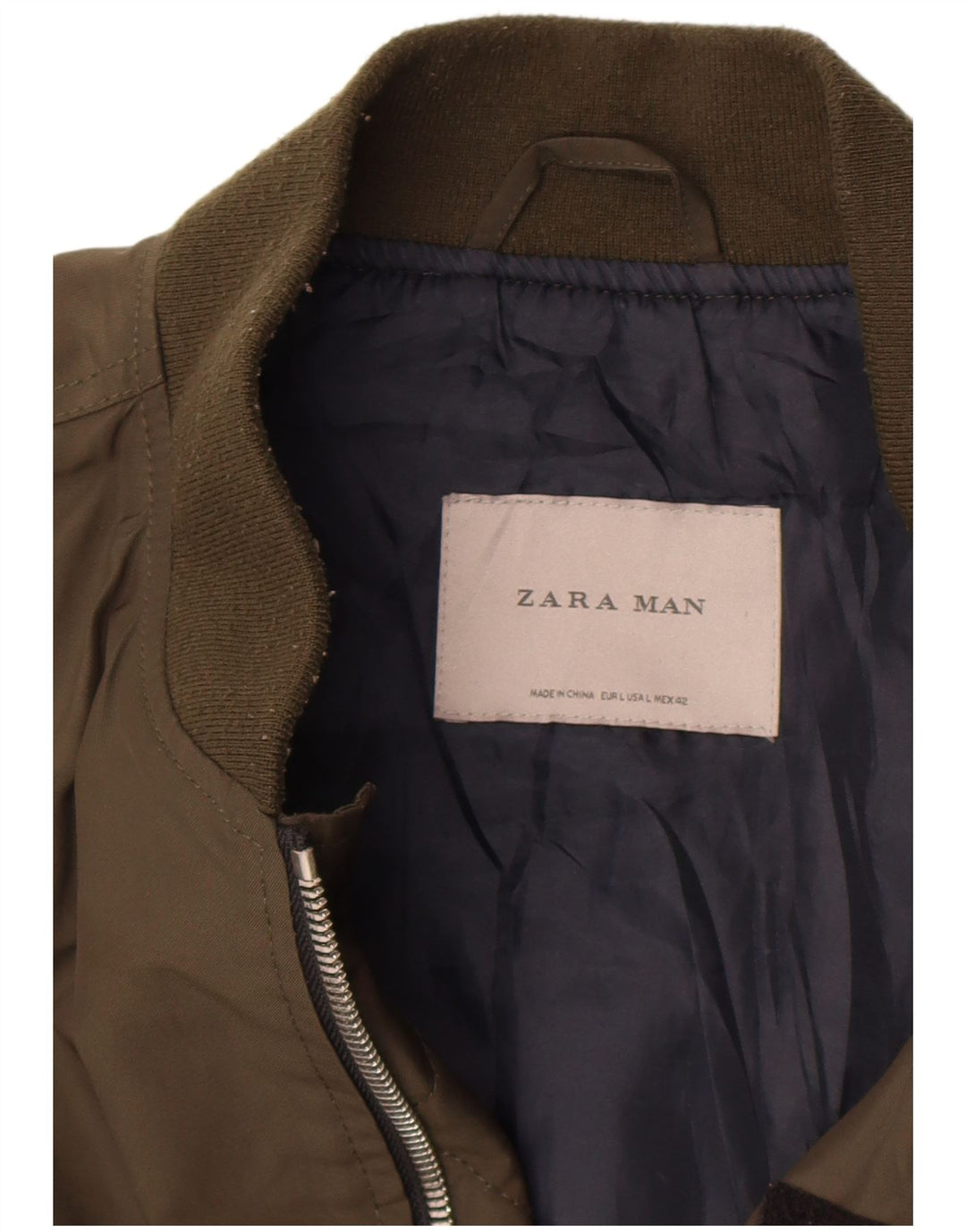 Zara Herre Bomber Jacket UK 40 Large Khaki